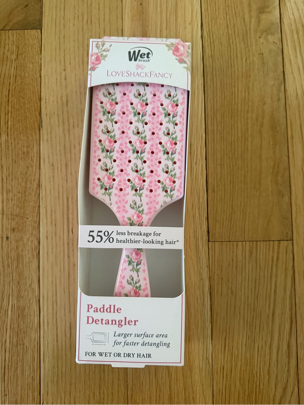 NIB Wet Brush LoveShackFancy Pink Floral Paddle Detangler